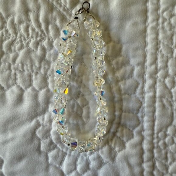 vintage aurora borealis beaded 925 bracelet - Picture 2 of 2